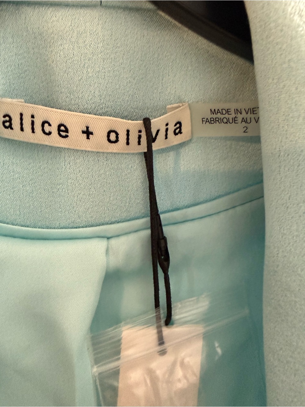 Alice + Olivia Yuriko Shawl Collar Blazer Powder Blue NWT Size 2 - Picture 4 of 6